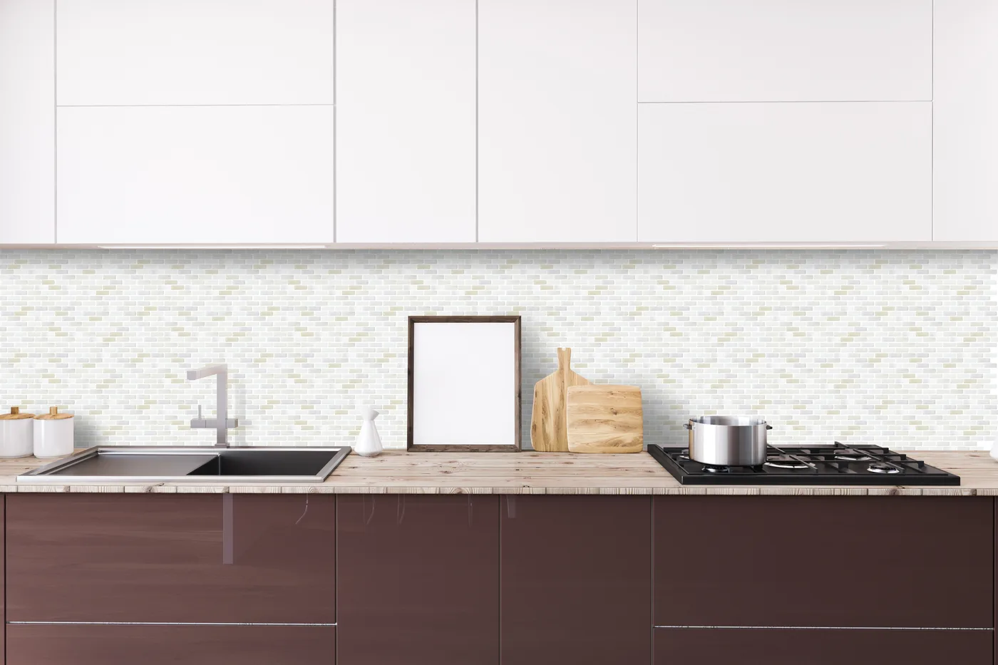 Square grid self-adhesive tile pattern