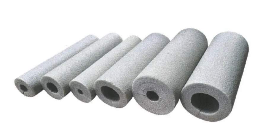 Gray XPE foam pipe insulation tubes in graduated diameters